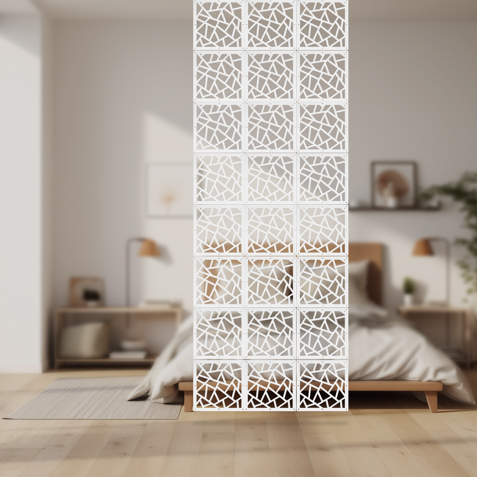 Hanging Privacy Screen Panels with Modern Hollow Design for Room Division