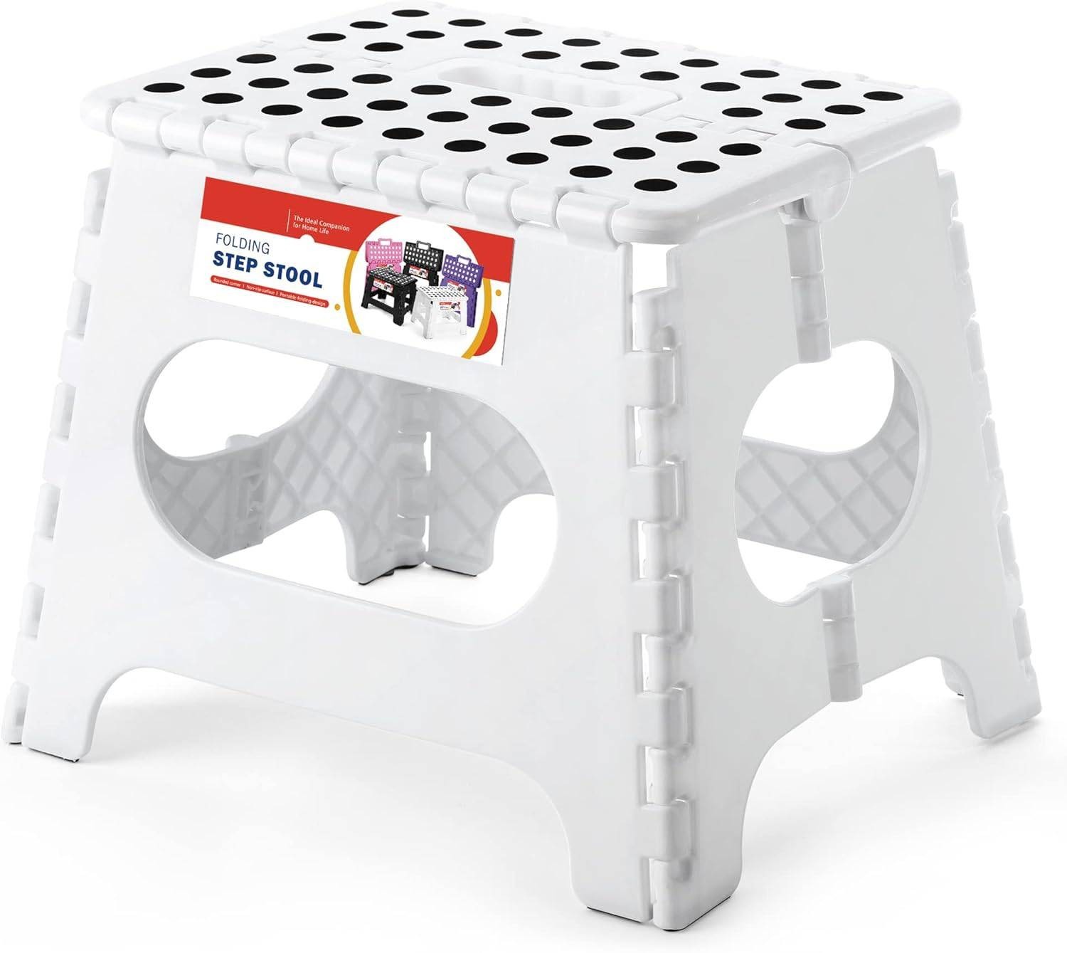 1-2 Pack Folding Step Stool Plastic Foldable Stools Portable 9″ 11″ 13″