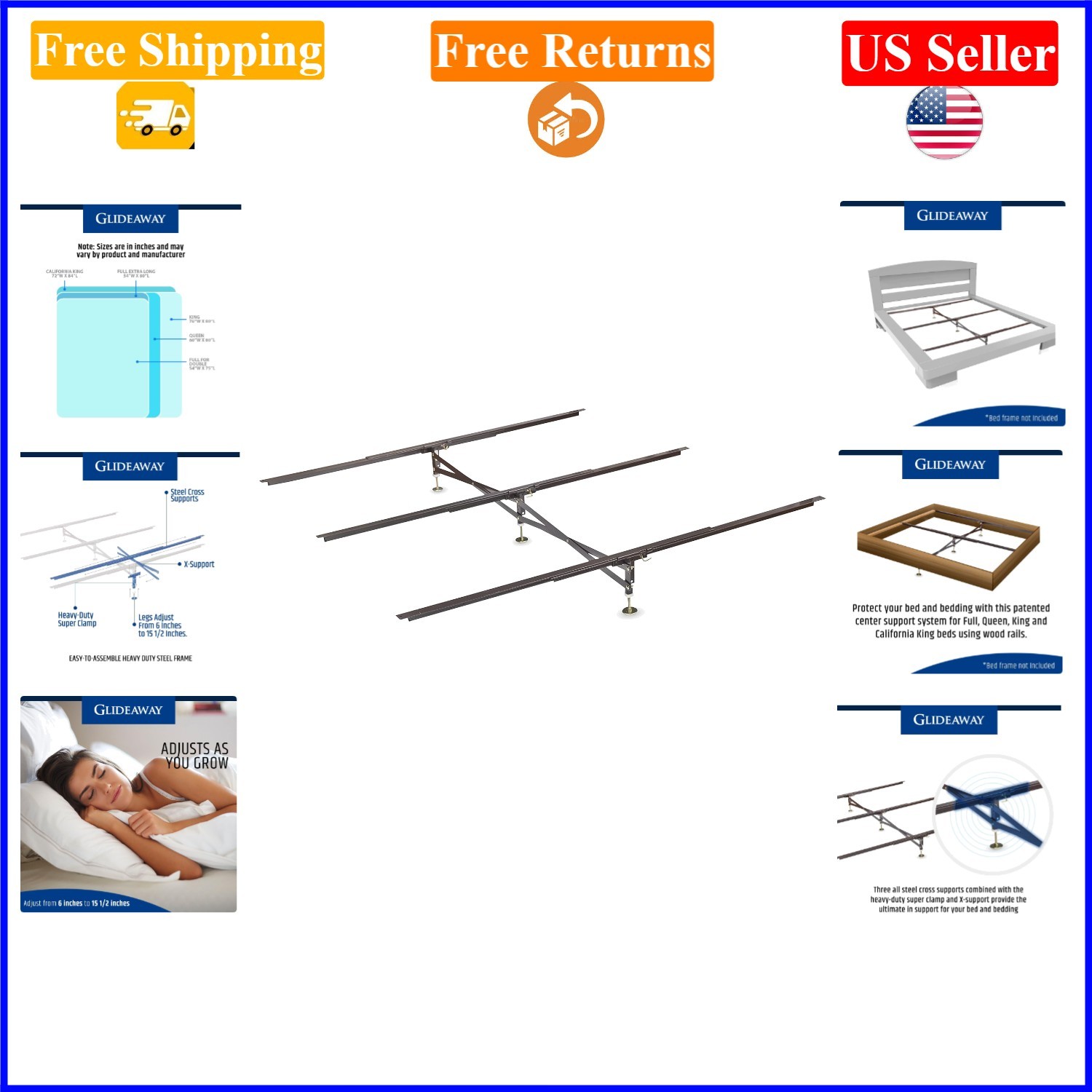 X-Support Bed Frame Support System, Adjustable, Fits All Bed Sizes