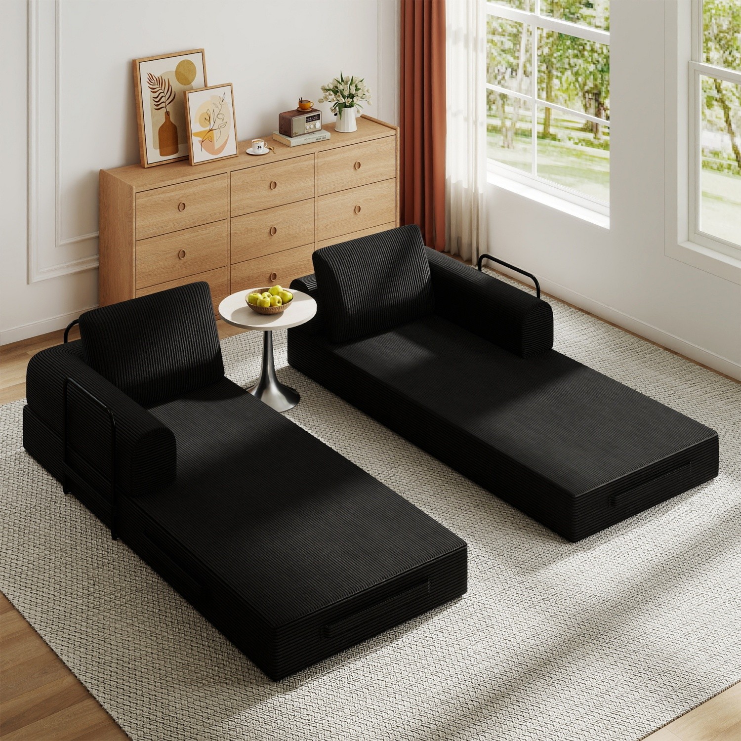 Modern Compression Sofa Folding Sleeper Sofa Bed Floor Couch with Sturdy Frame