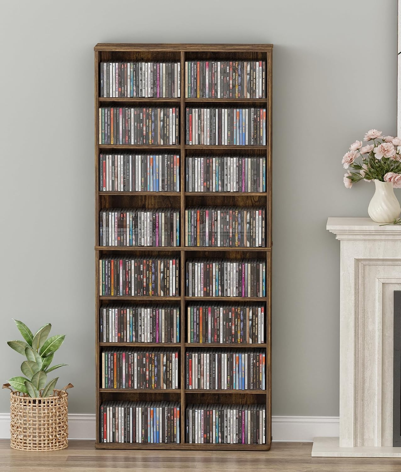 DVD Storage Tower 16 Shelf Multimedia Storage Tower with Adjustable Shelves