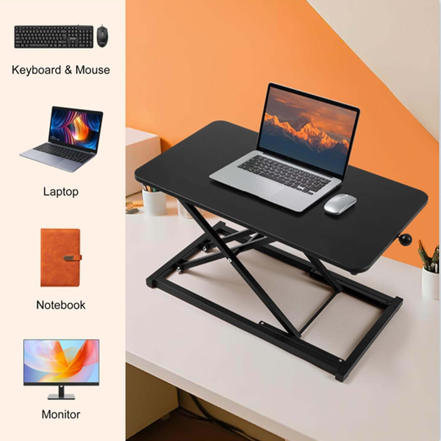 Standing Desk Converter Height Adjustable Keyboard Riser Workstation 23.6 In