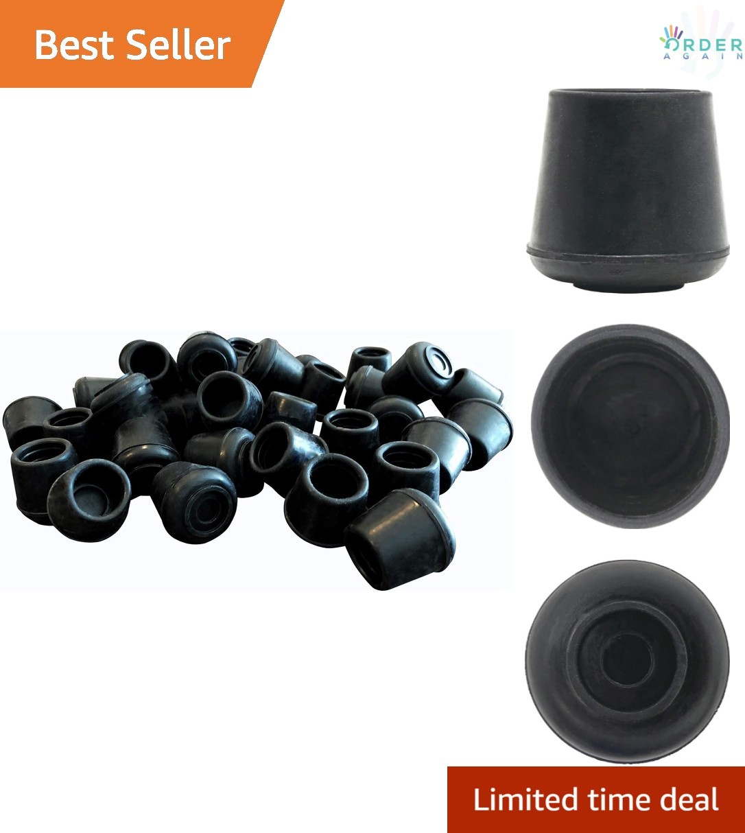 Shepherd Rubber Floor Protectors 40 Pack Non-Slip Fit for Chairs and Tables