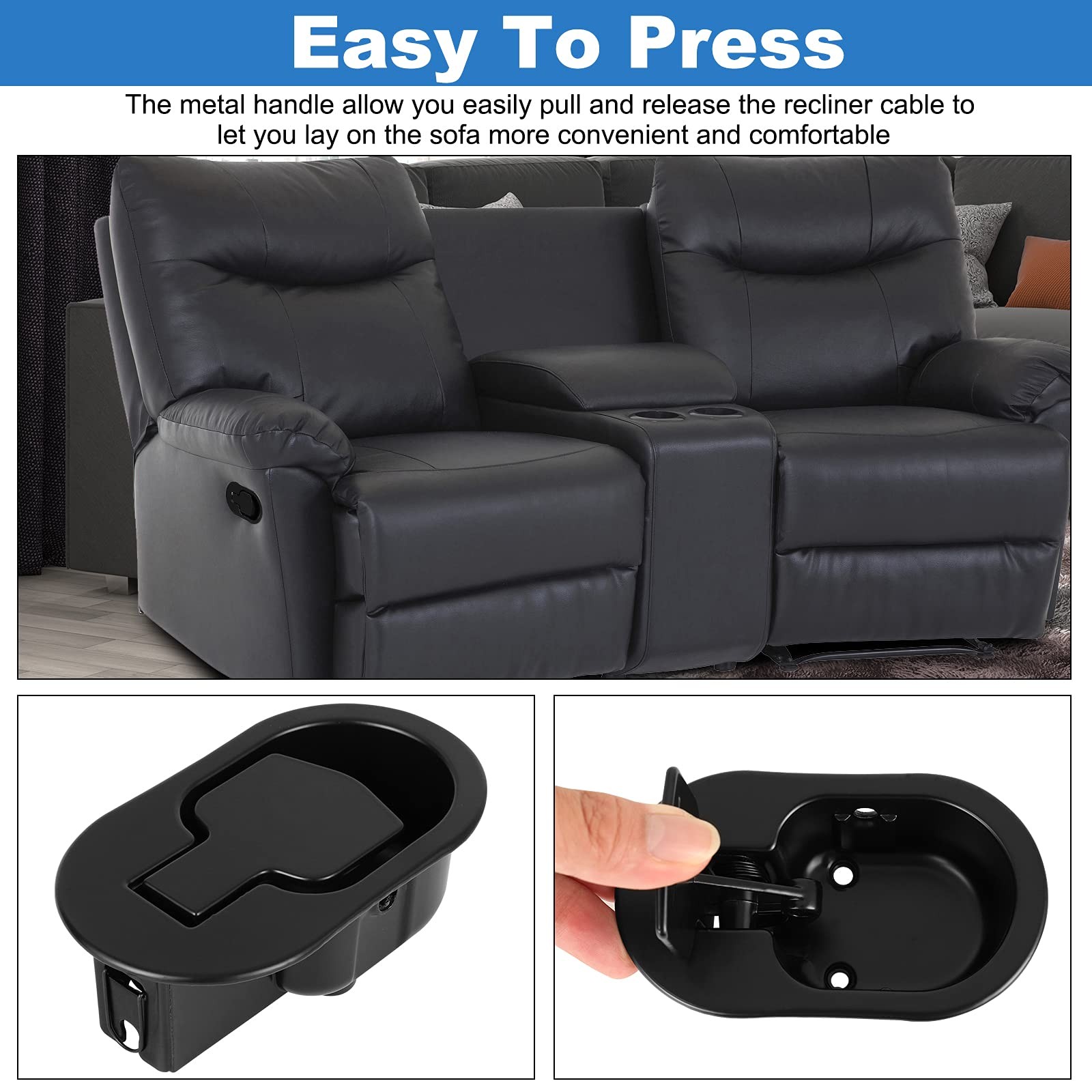 HeavyDuty Metal Recliner Handle Replacement Parts with Cable, Recliner Pull H…