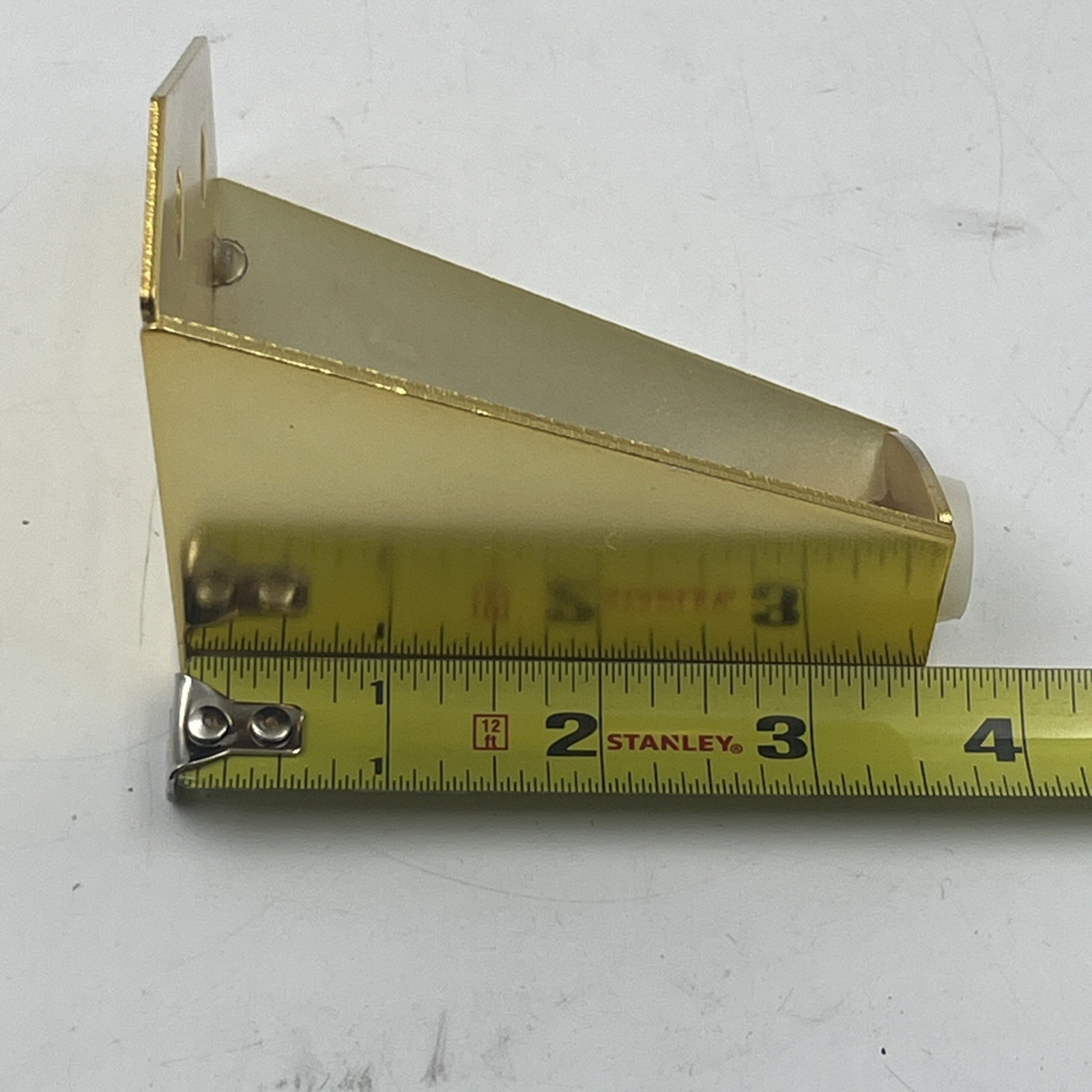 Lot Of 4 Metal Furniture Feet Gold Finish 3.5 Inches Tall X 3 Inches Wide W/ Tab