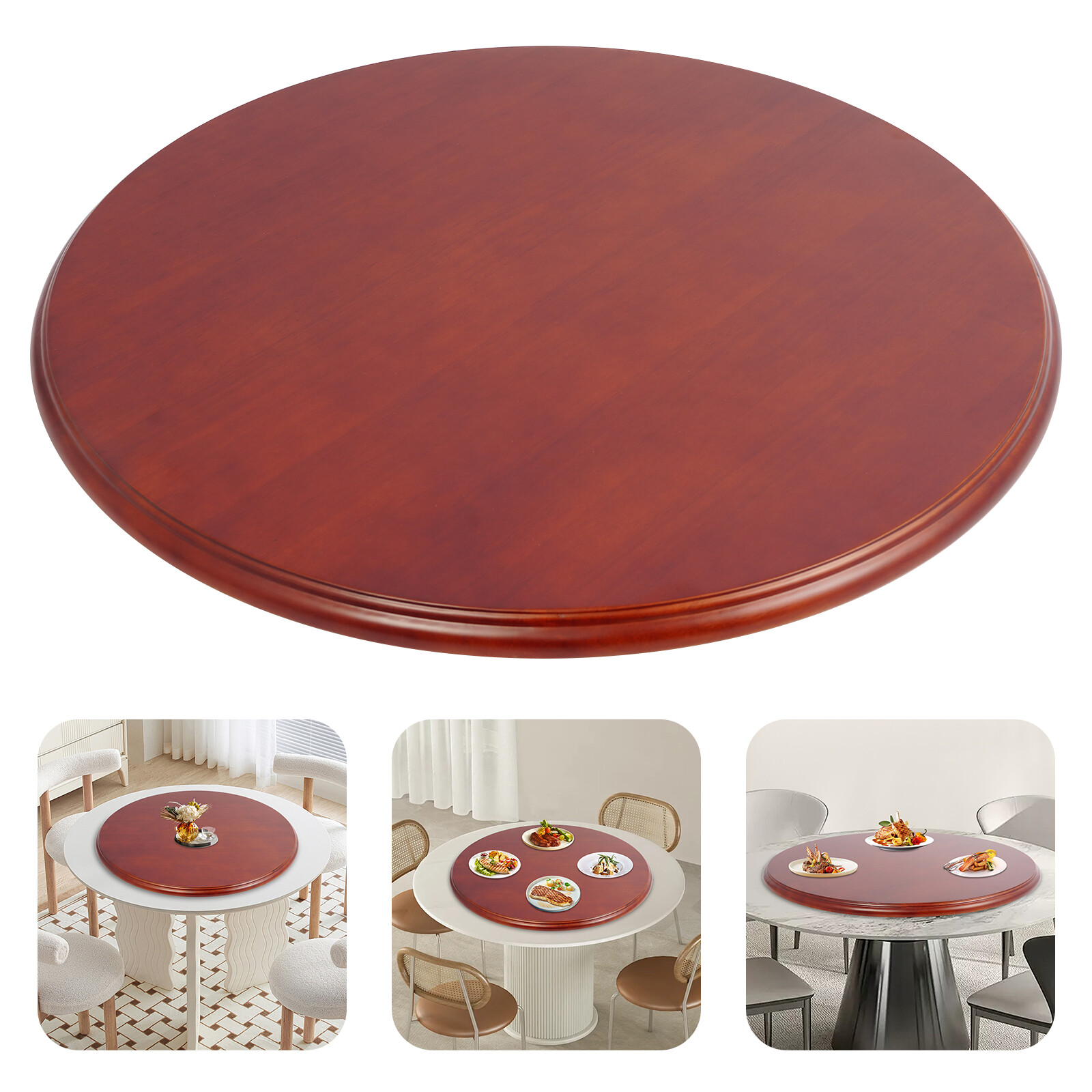 27 Inch Wooden Dining Table Turntable Centerpiece For 3.61-4.04ft Round Tables