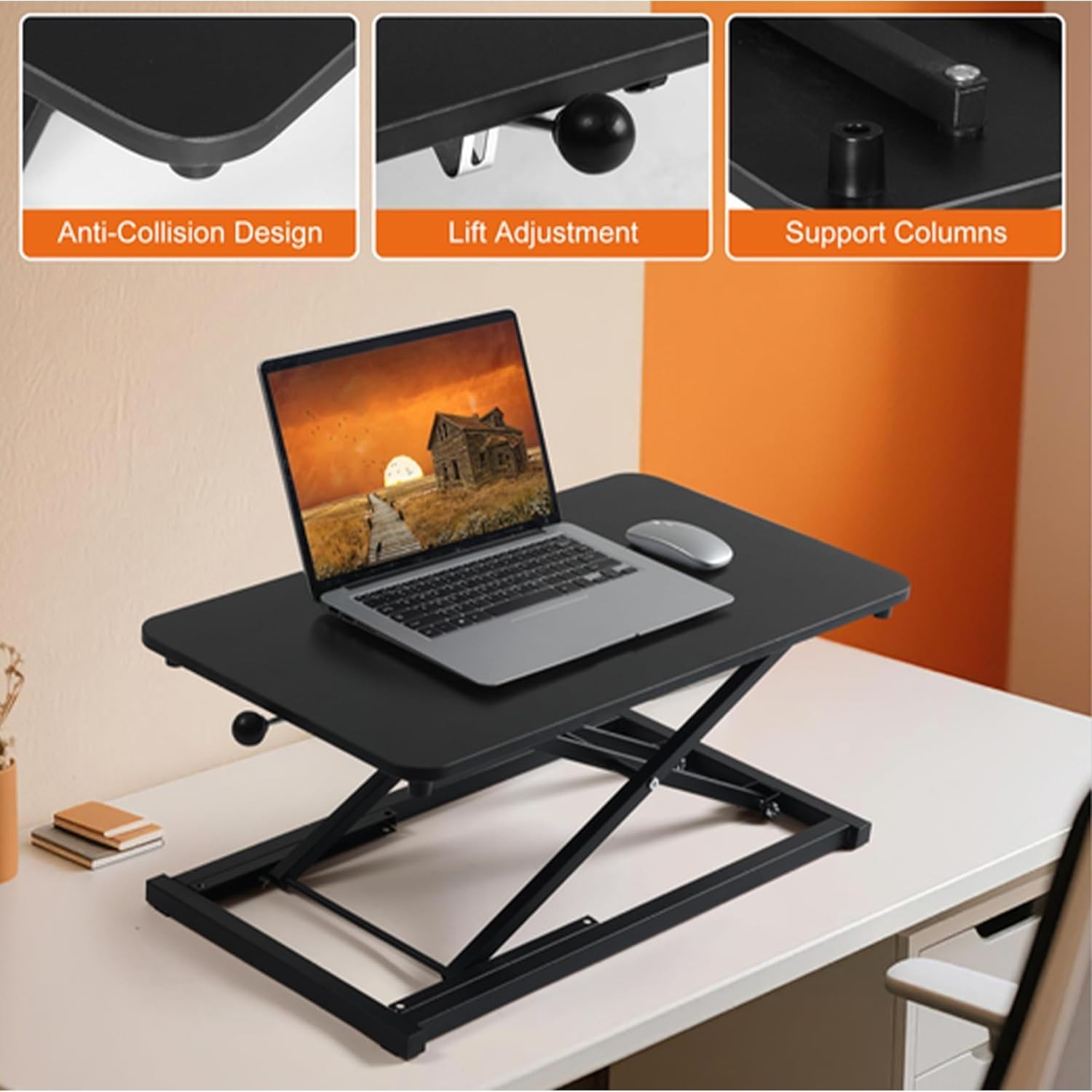 Standing Desk Converter Height Adjustable Keyboard Riser Workstation 23.6 In