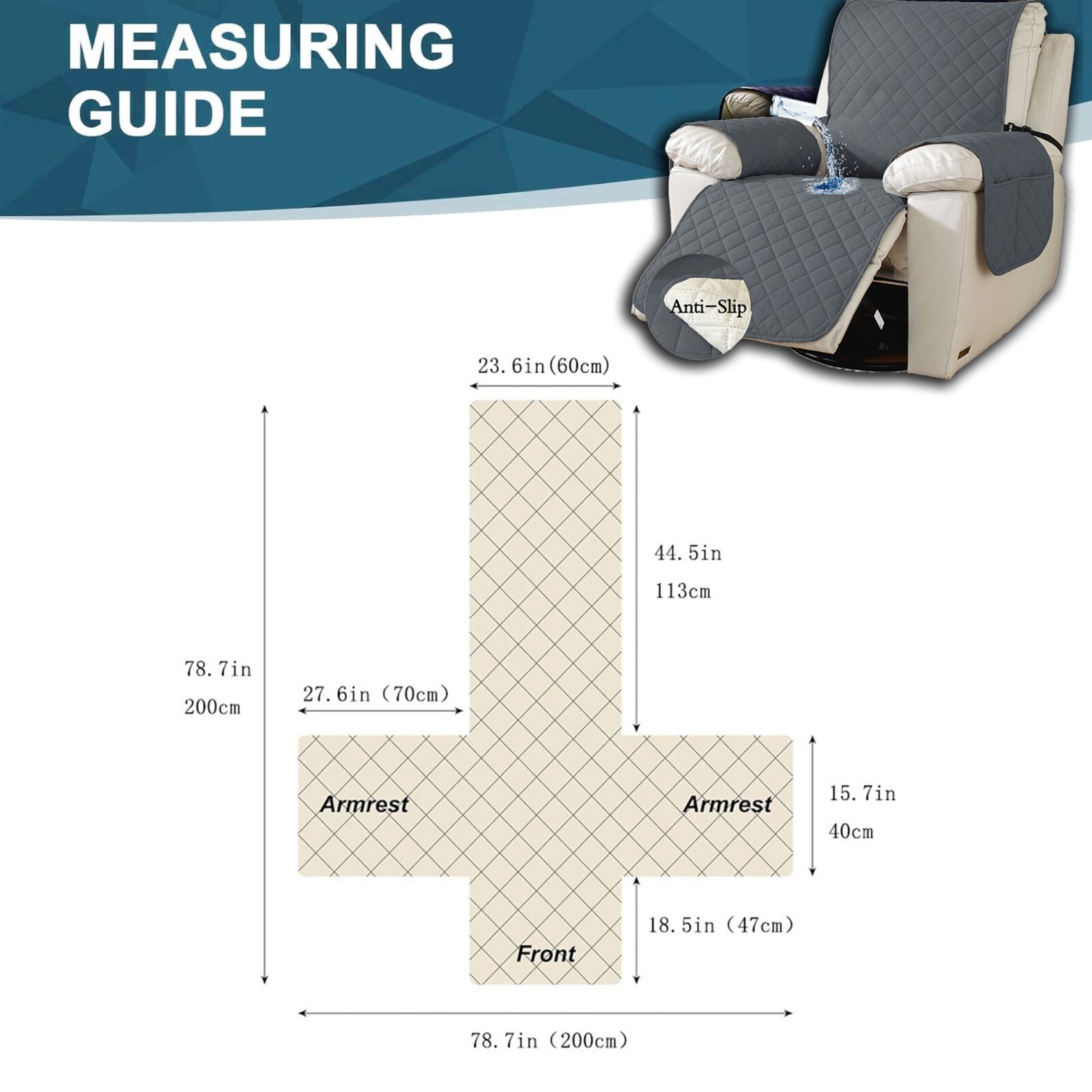 Waterproof Recliner Chair Covers with Arms Recliner Sofa Cover for Living Room