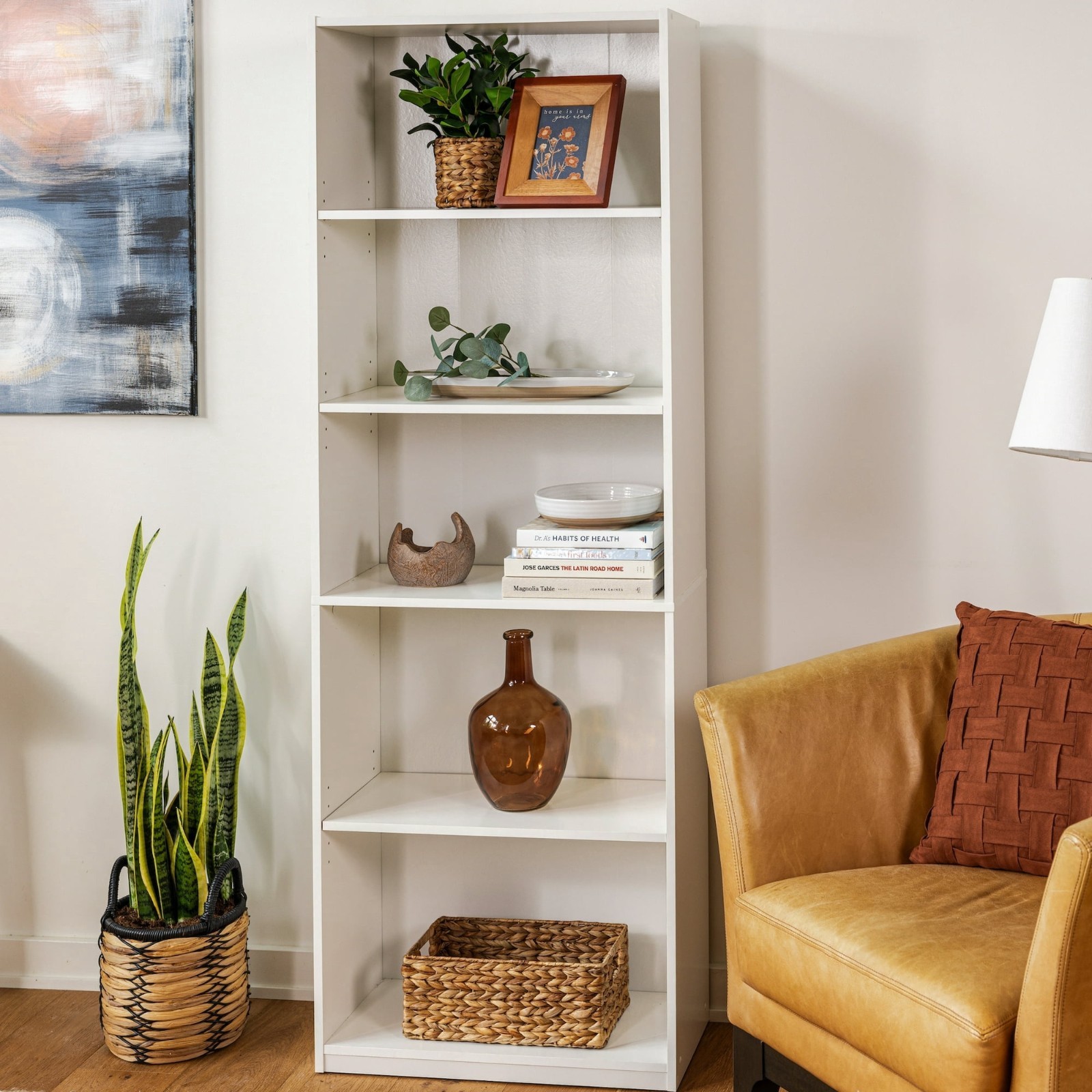 Mainstays 5-Shelf Bookcase 24.88″ W x 11.65″ D x 71.42″ H White New