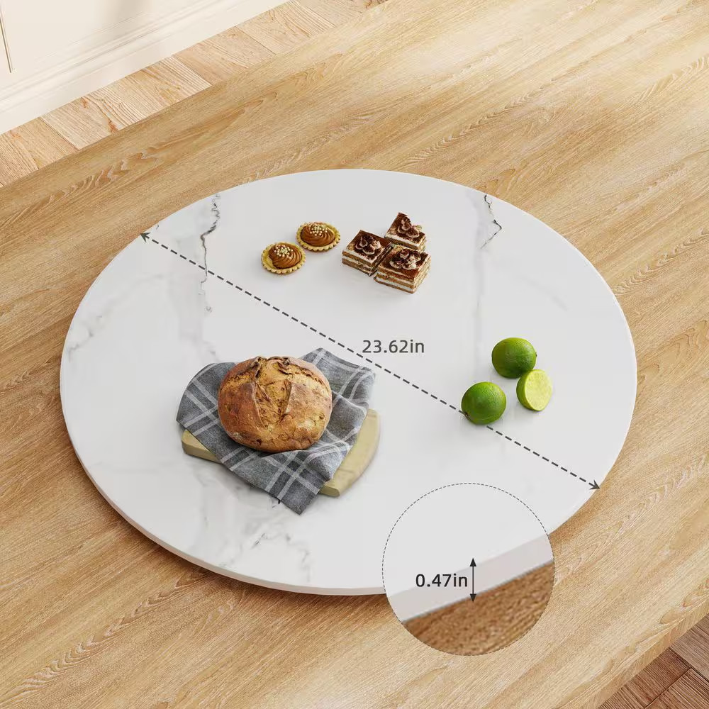 23.6 In. round Sintered Stone Kitchen Lazy Susan Turntable for Dining Table Top