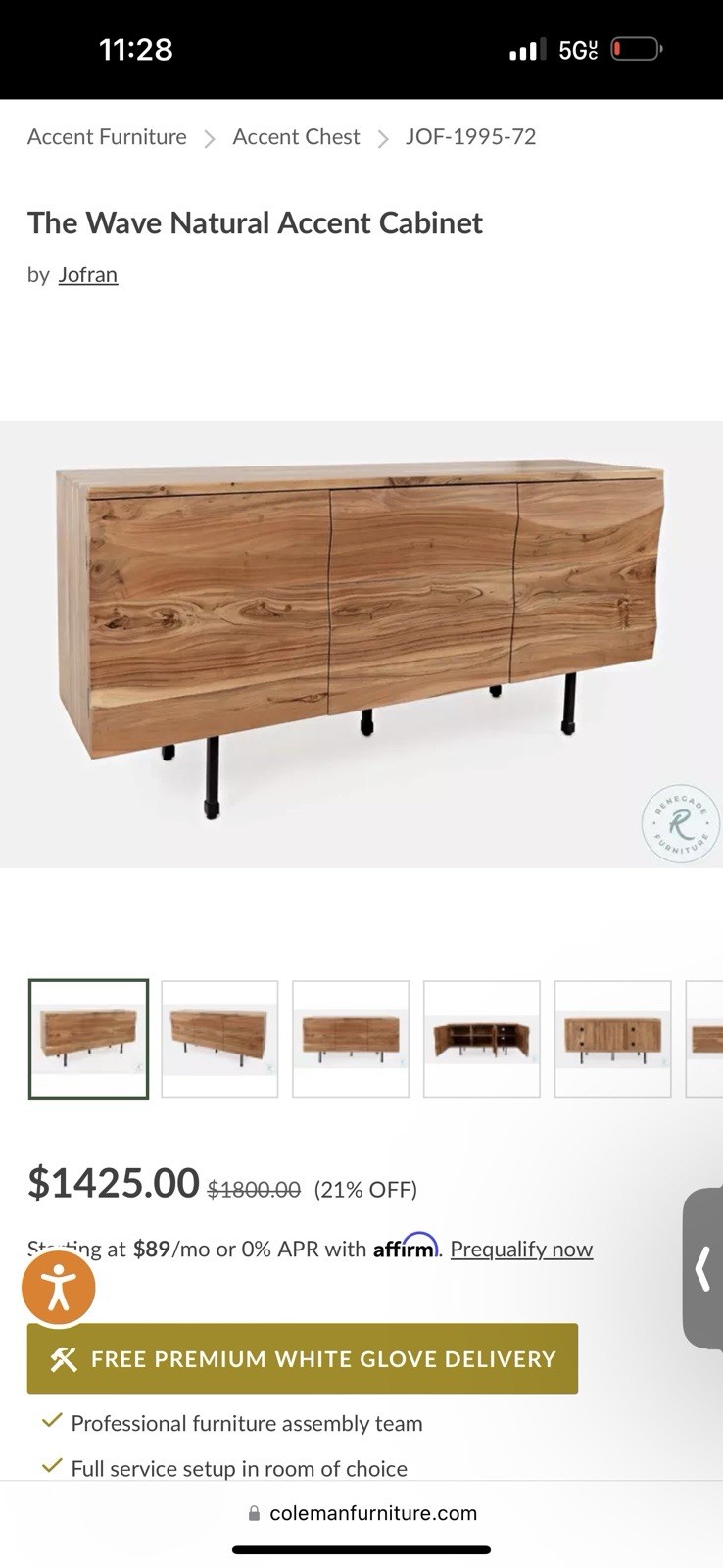The Wave Natural Accent Cabinet