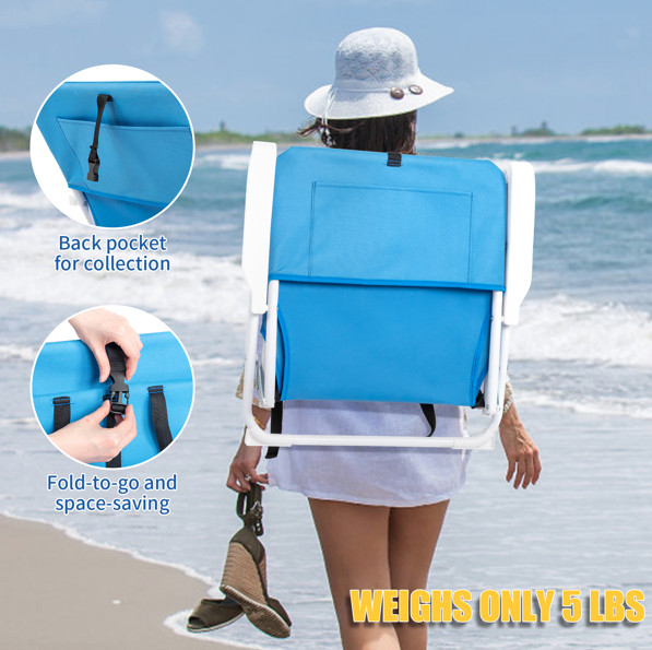 Folding Beach Chair Portable Outdoor Camping Chair with Armrests Patio Lawn
