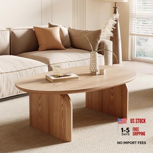 Modern Oval Coffee Table, Small Coffee 39.3 inches x 23.6 inches x 16.5 inches