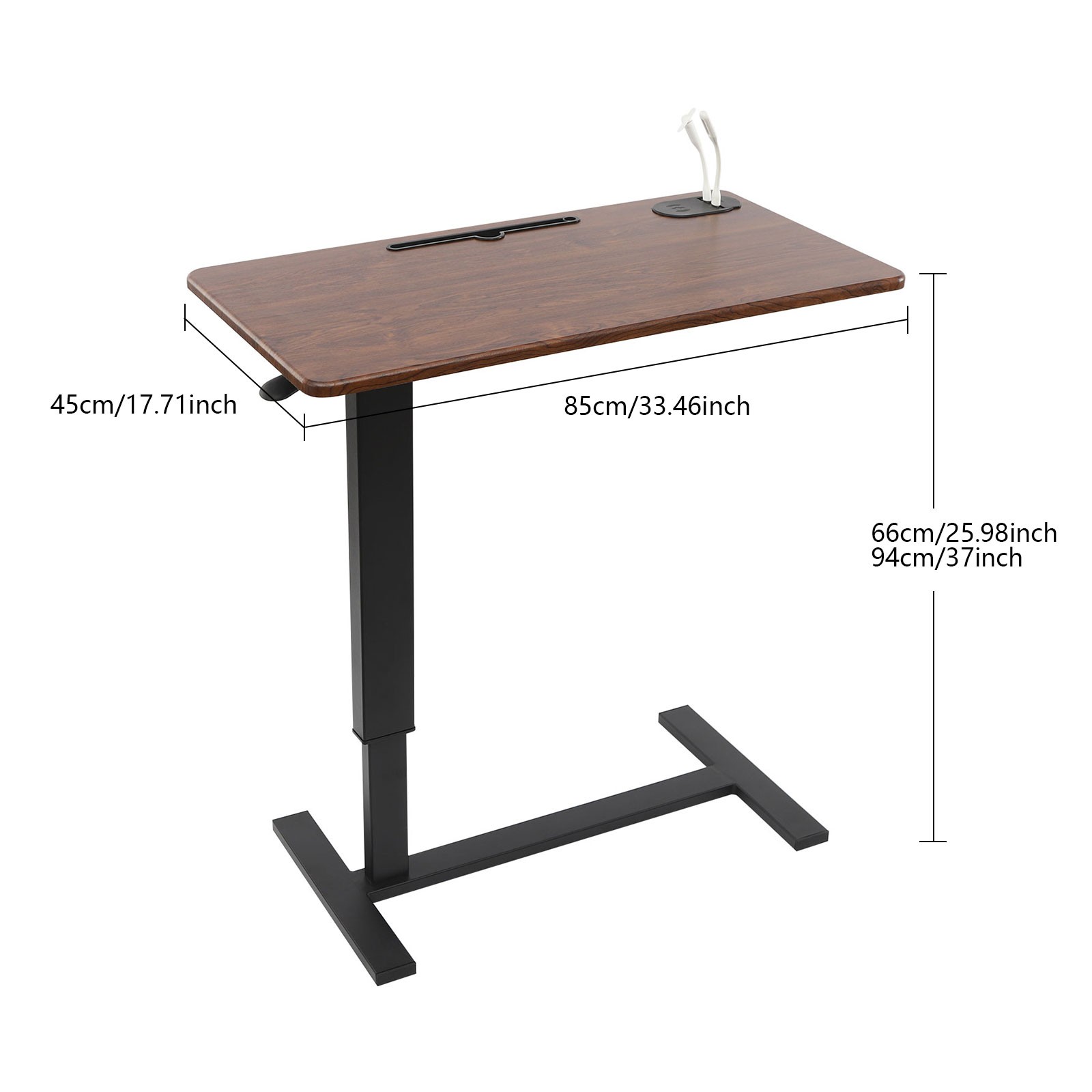 Mobile Table,33.46*17.71in Adjustable 25.98-37in-height Side Table Living Room