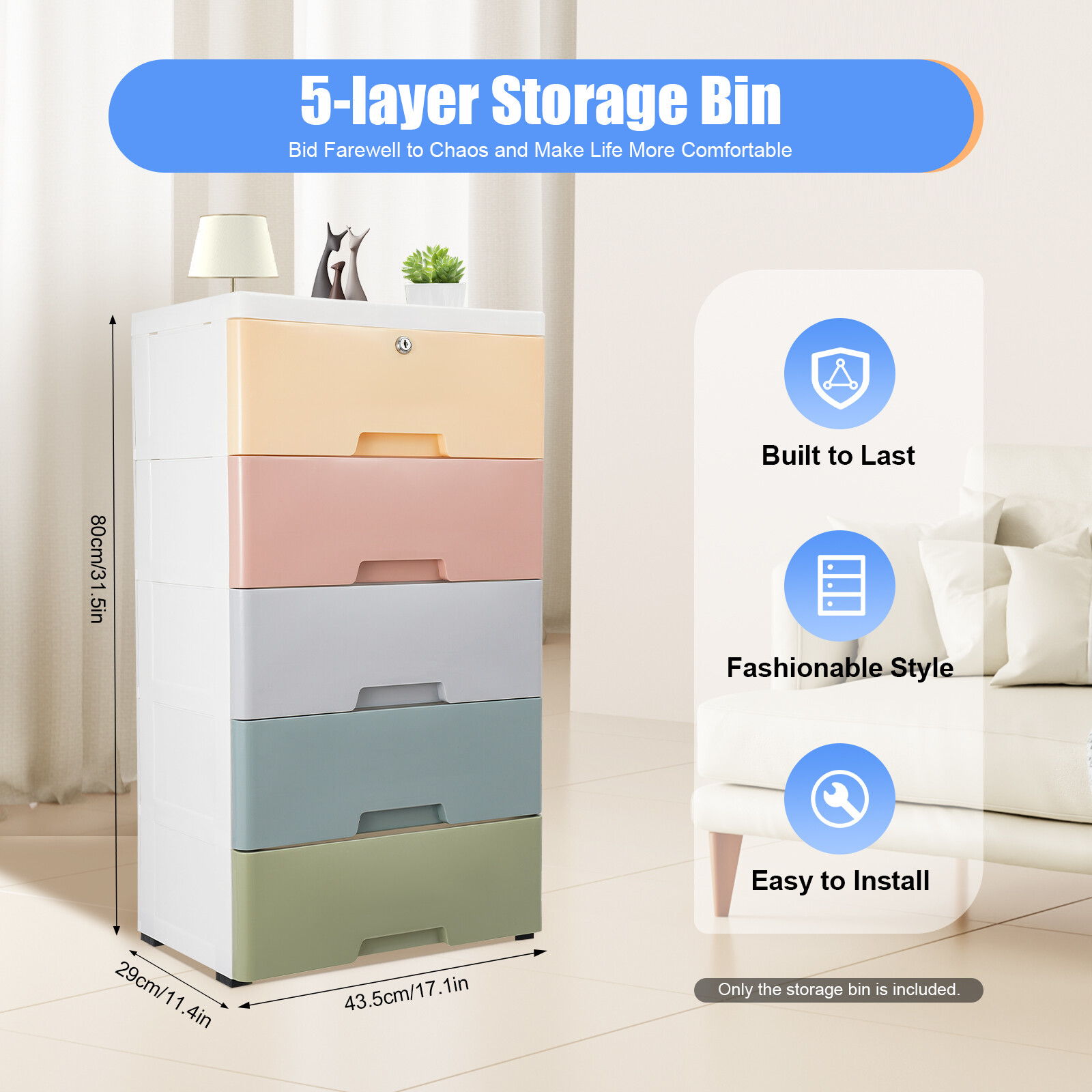 Dresser 5 Drawers Bedroom Furniture Storage Chest Organizer Closet Cabinet Home