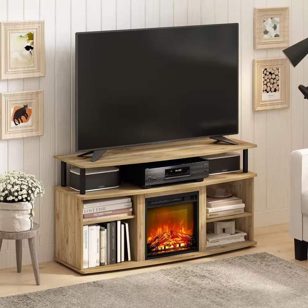 Jensen 47.24 In. Freestanding Wood Smart Electric Fireplace TV Stand in Flagstaf