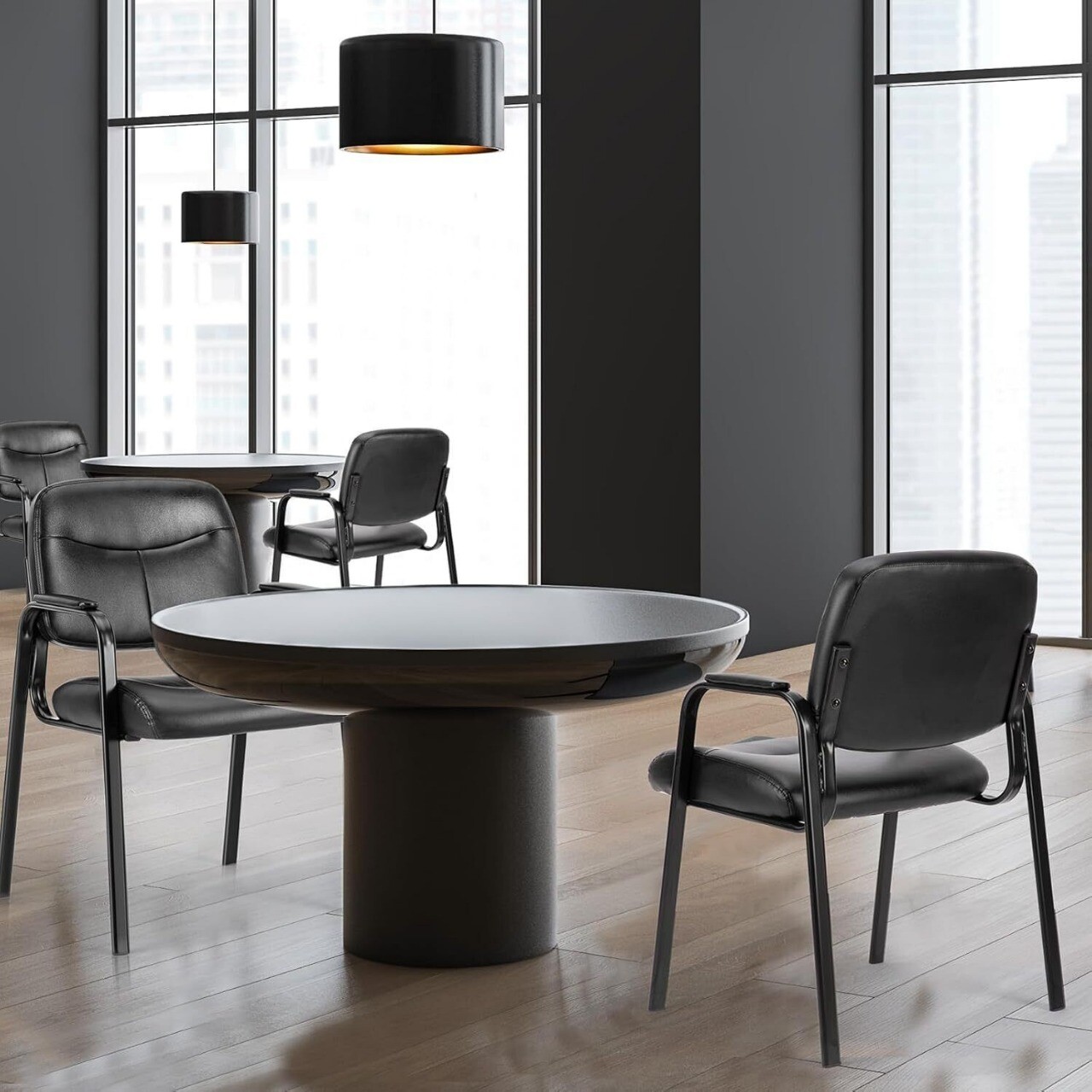 Waiting Room Chairs with Padded Arms Leather Home Office Guest Reception Chairs