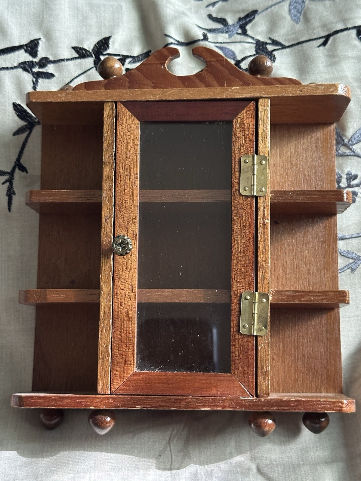 VTG Wood Japanese Style Mini Knick Knack Shelf Curiosity Cabinet Trinket Small