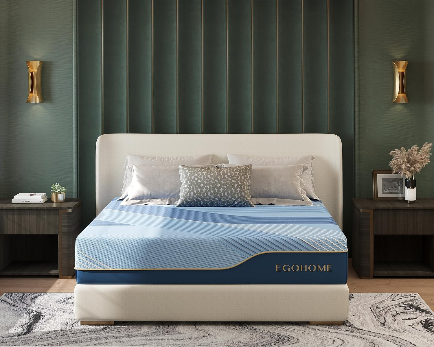 EGOHOME 12 Inch King Size Hybrid Mattress in a Box, Copper Gel Memory Foam for C