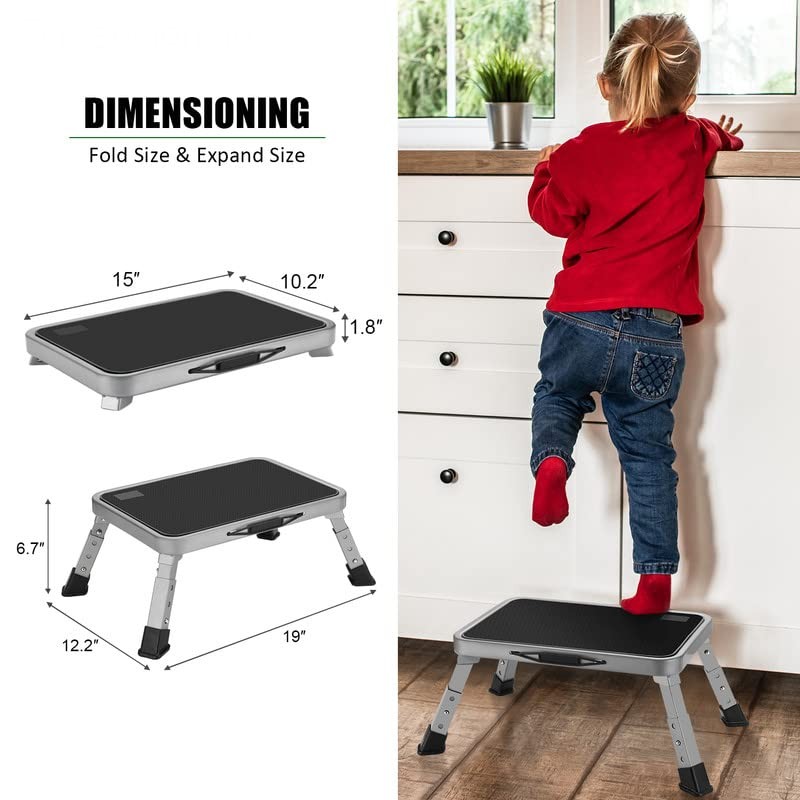 Foldable Step Stool, Adjustable Step Stool with a Non-Slip Platform, Step Lad…