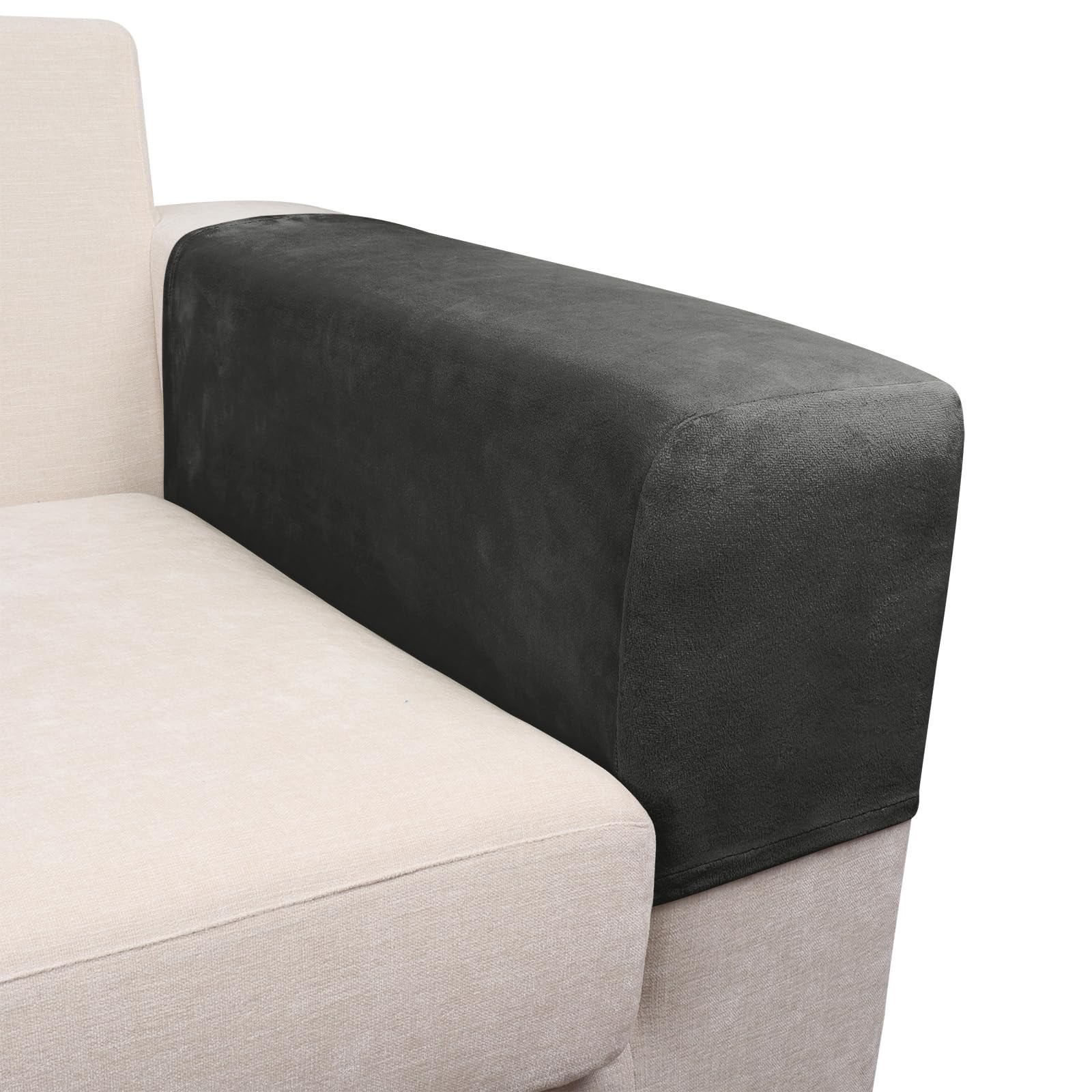 Sofa Arm Protectors Set Of 2, Breathable Knit, Pet Friendly, Grey