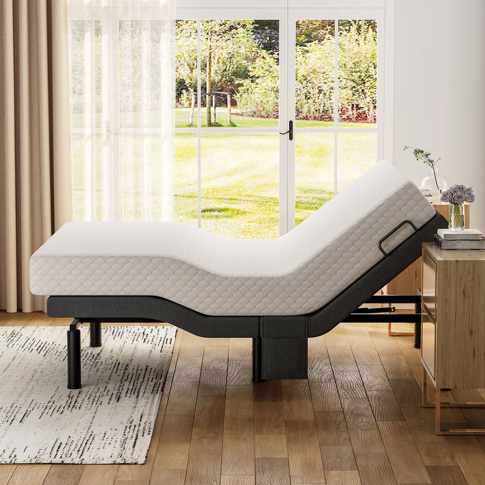 Used Adjustable Bed Frame Base Backlit Remote Power Base Queen Size