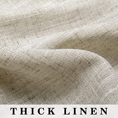 63 Inch Length Linen Curtains for Bedroom 2 Panel 52″W x 63″L (Pack of 2) Tan