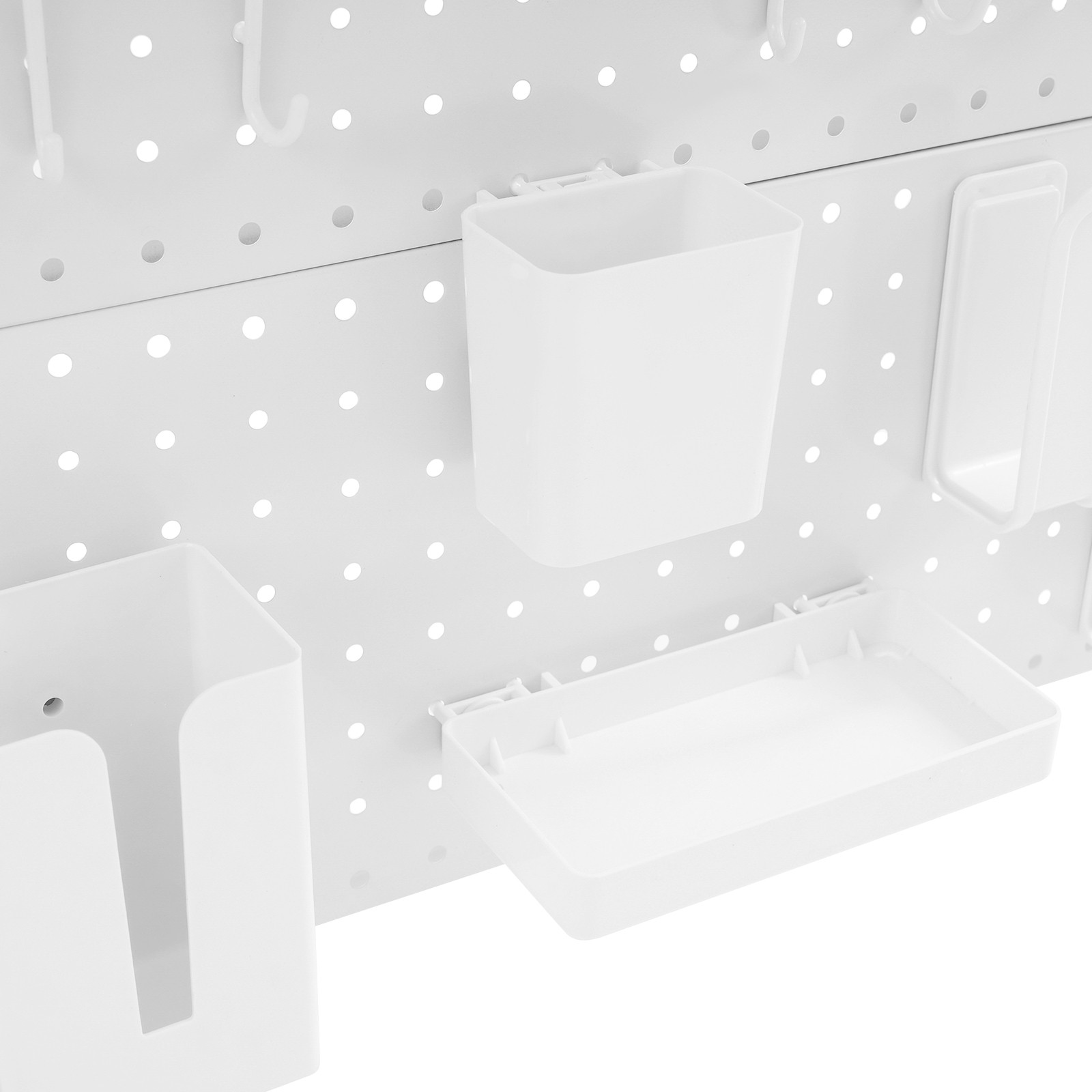 31.5*4.9*37.4in White Steel& MDF Multipurpose Pegboard Bookshelf Organizer Shelf