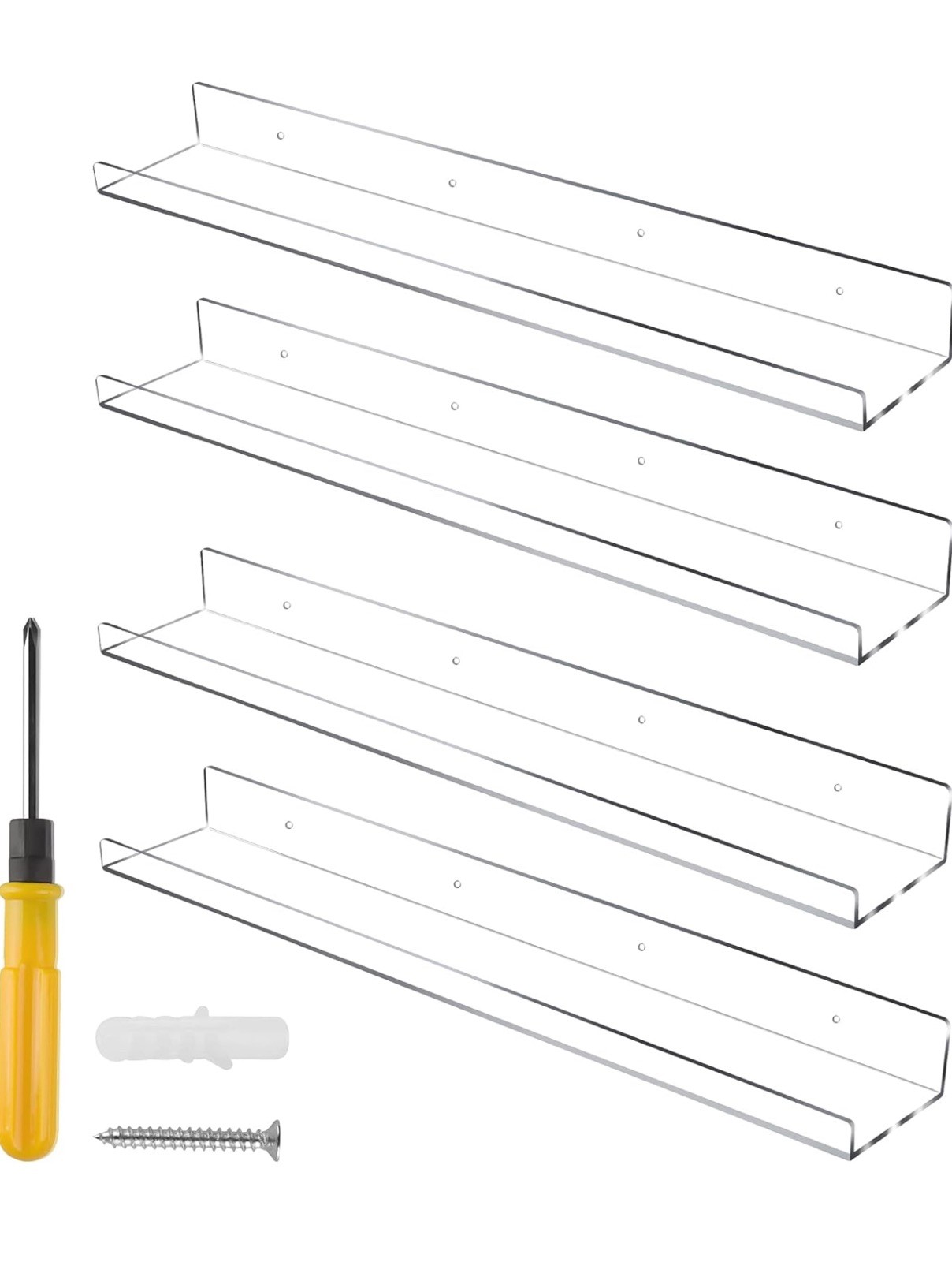 24 Inch Clear Floating Shelves 4 Pack Acrylic Shelves Invisible Floating Wall