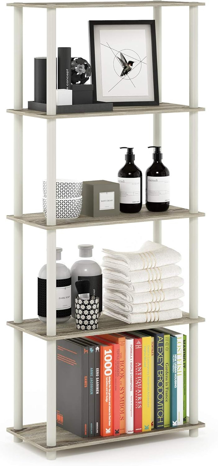 Corner Shelves Storage Unit 5-Tier Book Shelf Open Shelves for Home Office