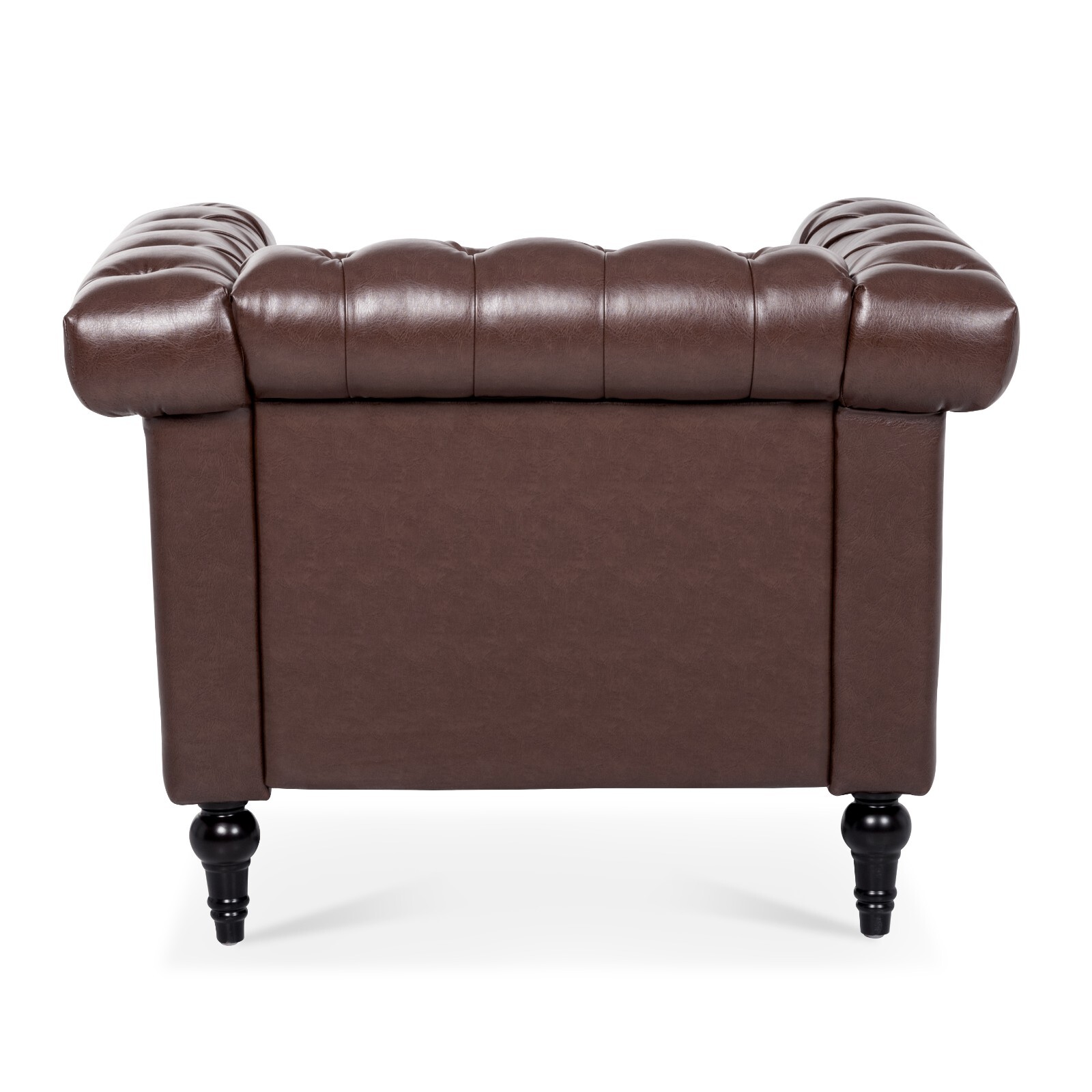 Faux Leather Sofa Tufted Single Couch Armchair with Removable Cushion Square Arm