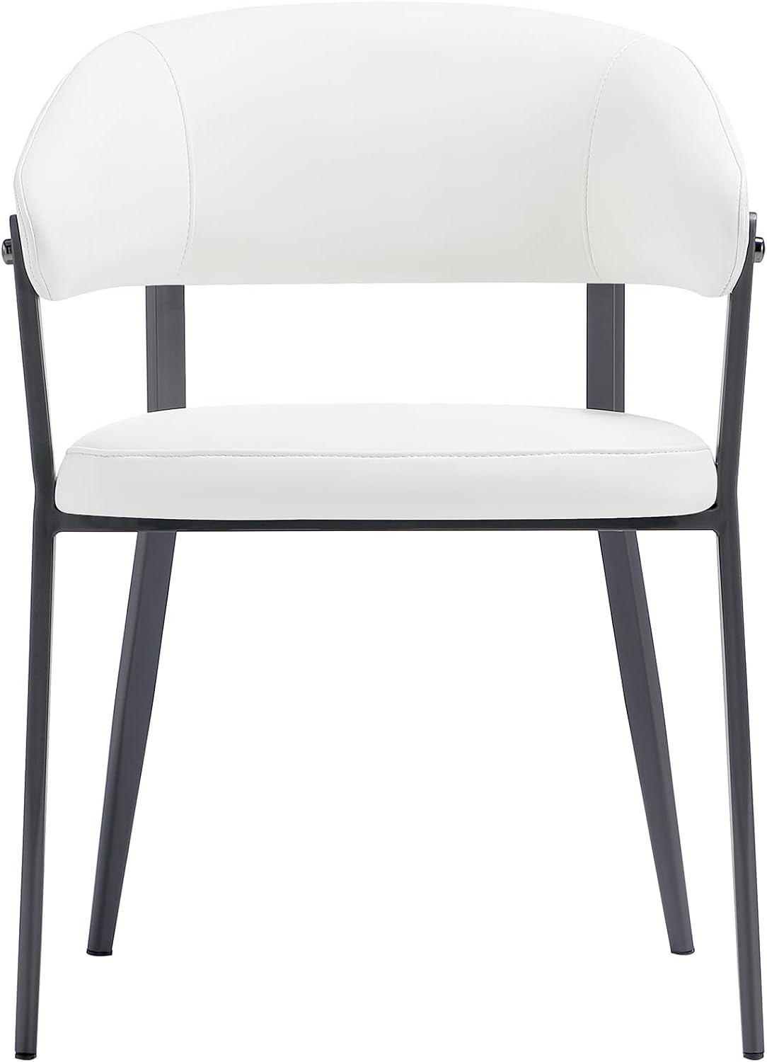 Belle Modern White Dining Chair with Faux Leather & Metal Frame, No Assembly