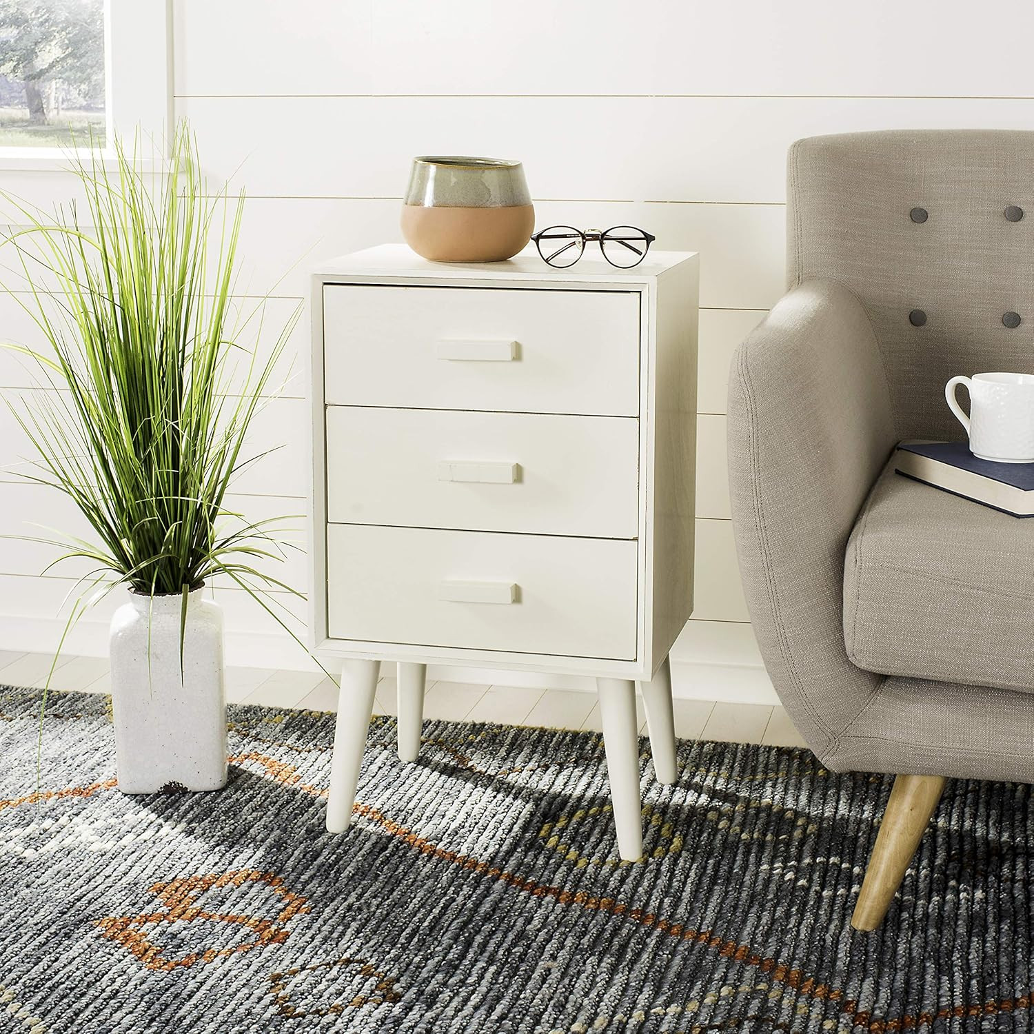 Pomona Modern Antique White 3-Drawer Storage Chest