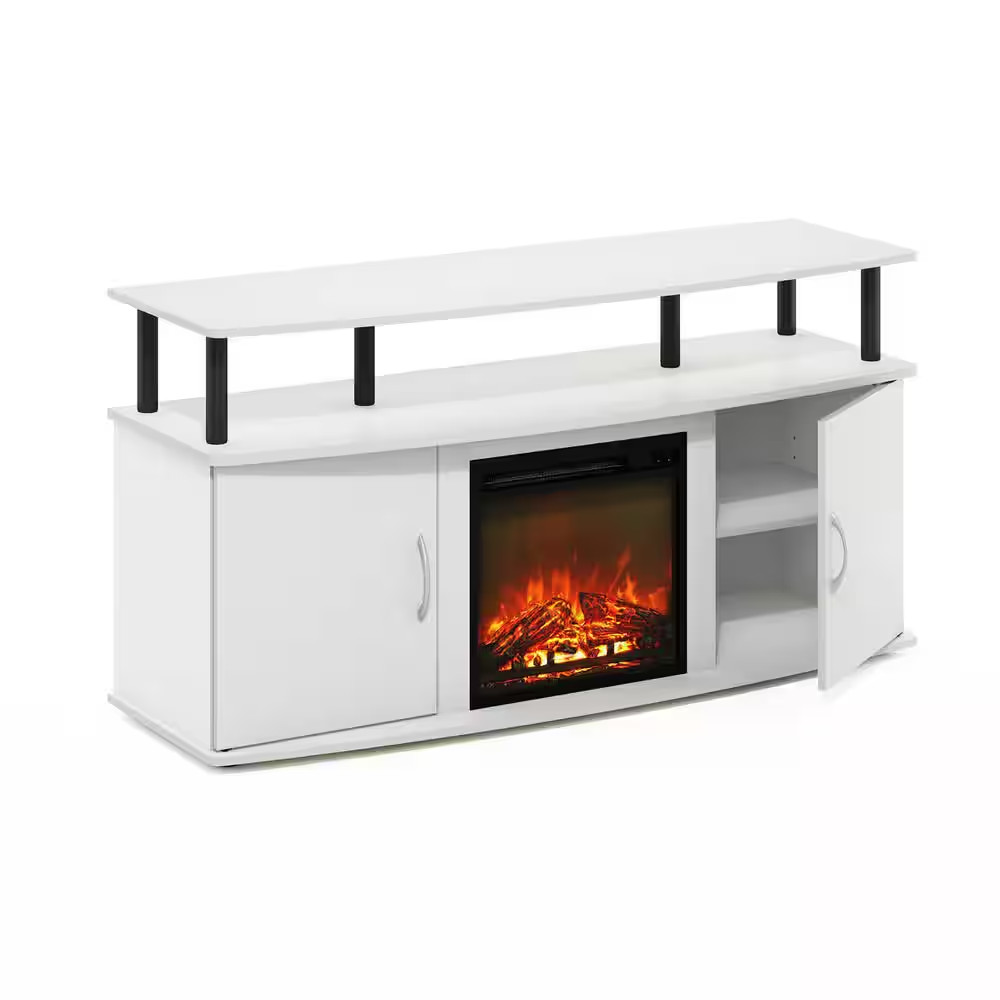 Jensen 47.24 In. Freestanding Wood Smart Electric Fireplace TV Stand in Solid Wh