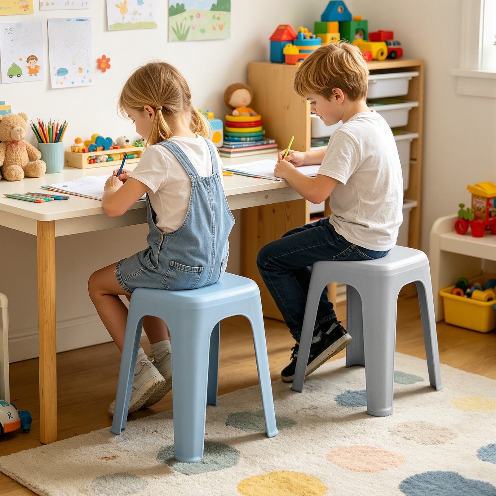 Bar Stools Counter Barstools Farmhouse Stackable Chairs 17 inch Set of 8