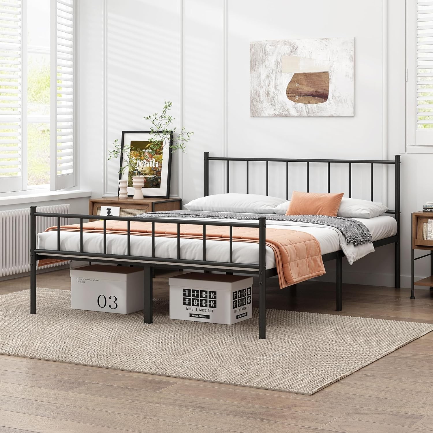 Queen Bed Frame-Classic Metal Platform Bed Frame,Mattress Foundation with Ste…