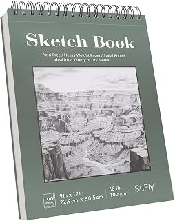 SuFly Sketch Book 9×12, Drawing Paper Pad-68lb/100gsm, Top Spiral Sketchbook Har