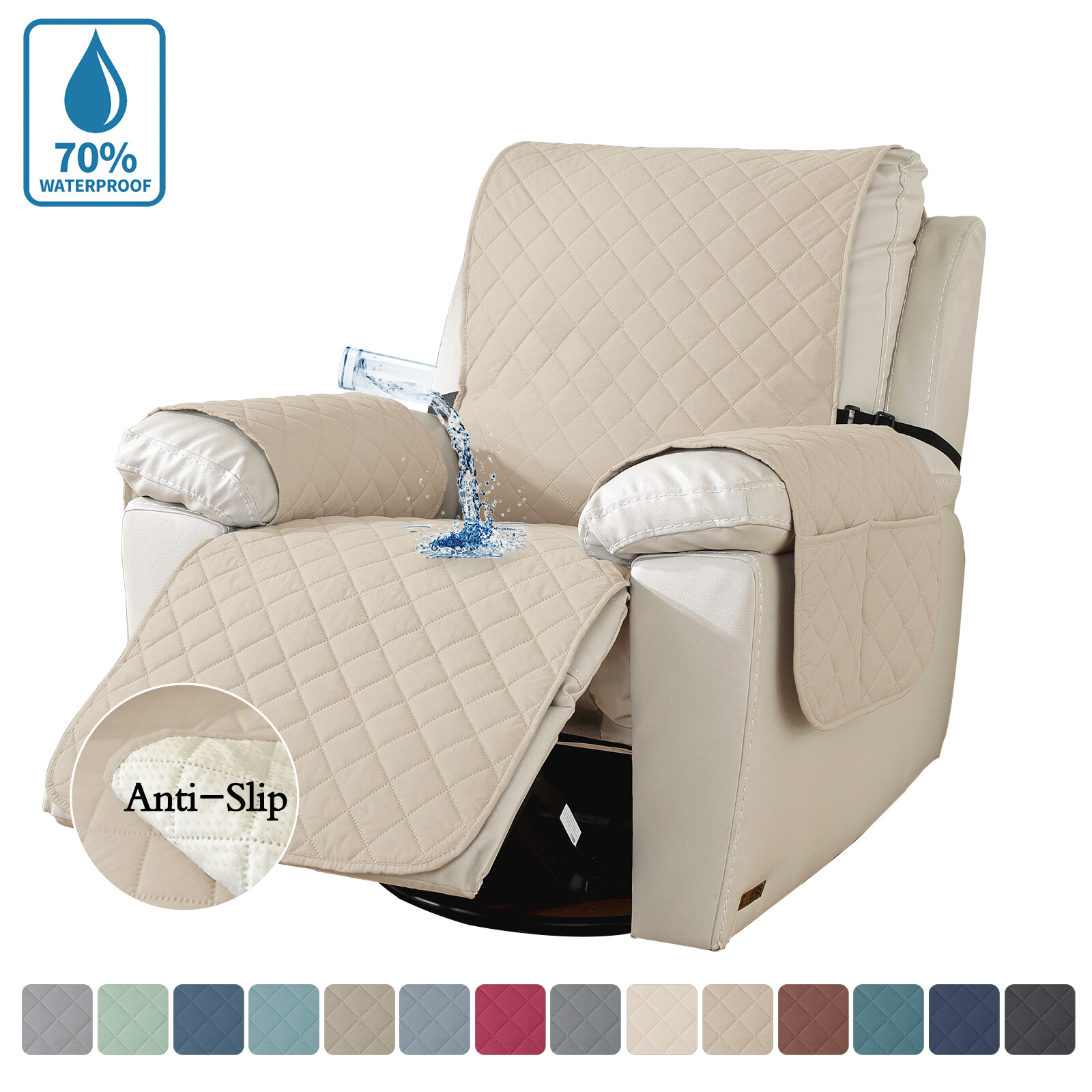 Waterproof Recliner Chair Covers with Arms Recliner Sofa Cover for Living Room