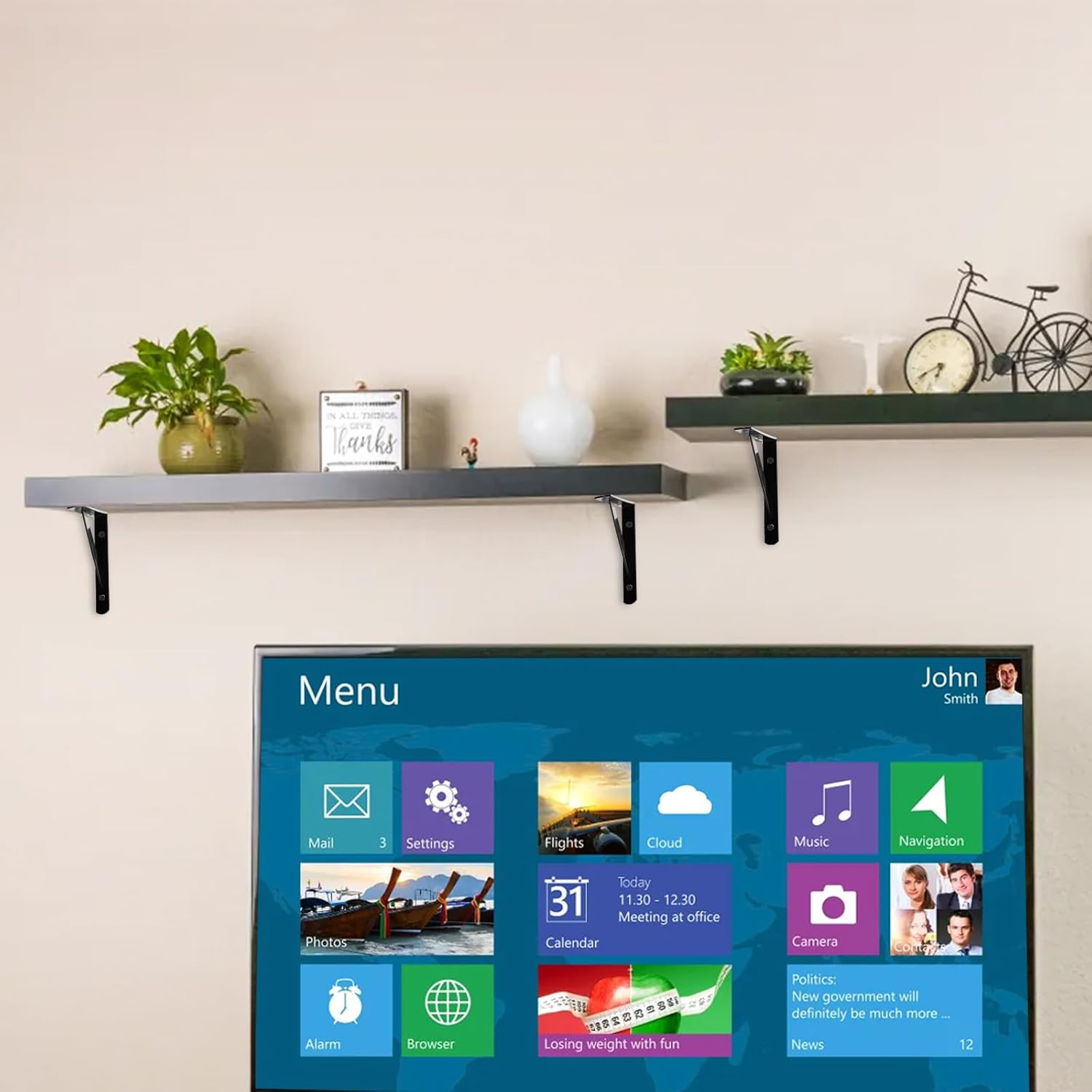 12 Pack Heavy Duty Shelf Brackets, 8 in X 5 in Wall Mount Steel L Shelf Bracket,