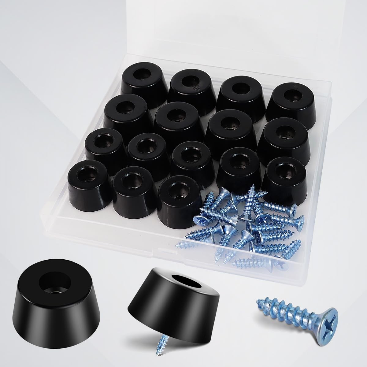 16 Pack Rubber Non Slip Feet for Cutting Board with Stainless Washer Screws, for