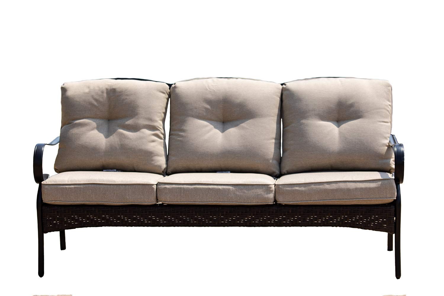 69 Beige Polyester Blend Settee With Black Legs