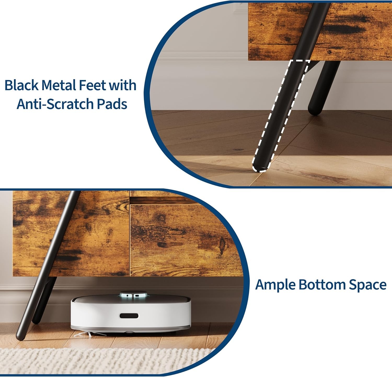 55″ TV Stand for 50-65 in TVs, Entertainment Center Media Console with 2 Drawers