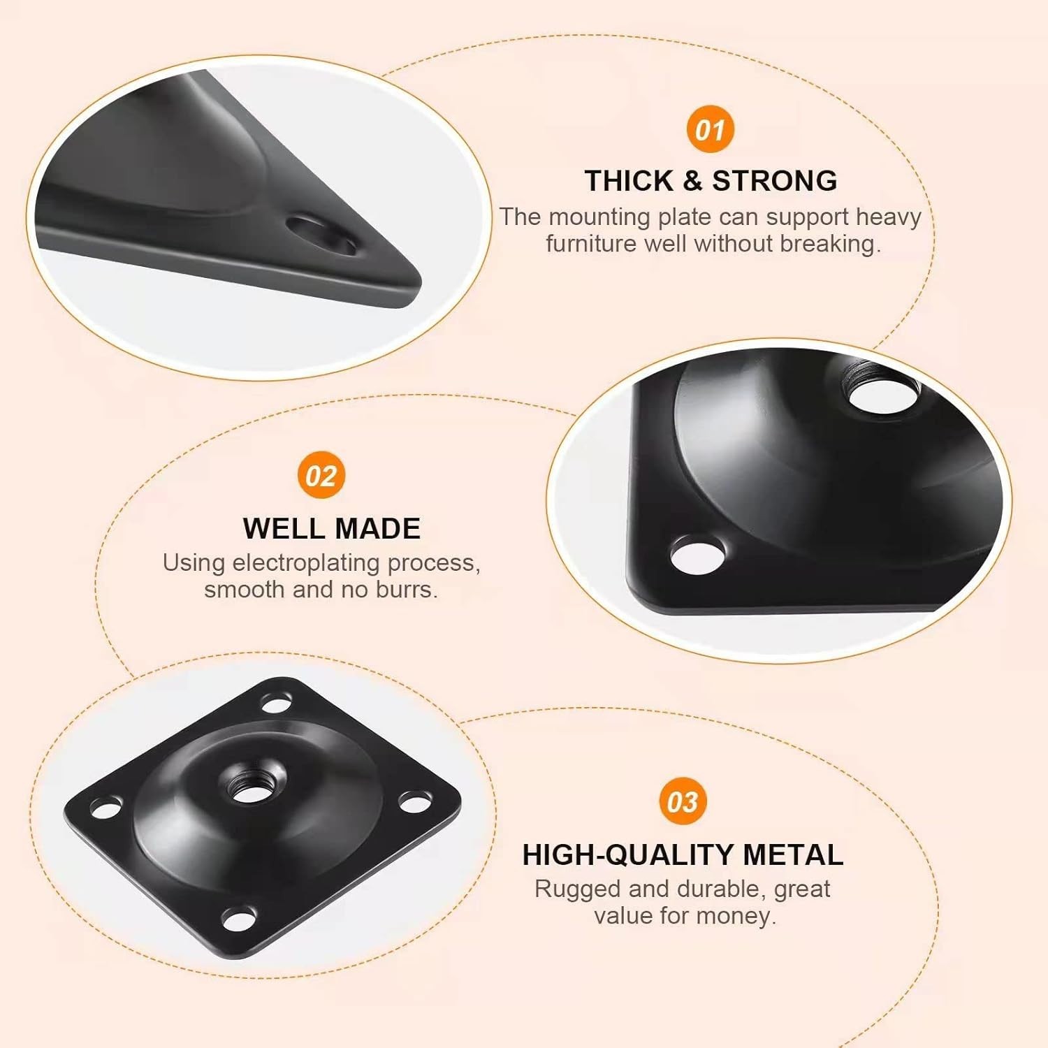 Industrial-Grade T-Plates, 4 Sets for Repairing Weak Furniture – 28pcs Included