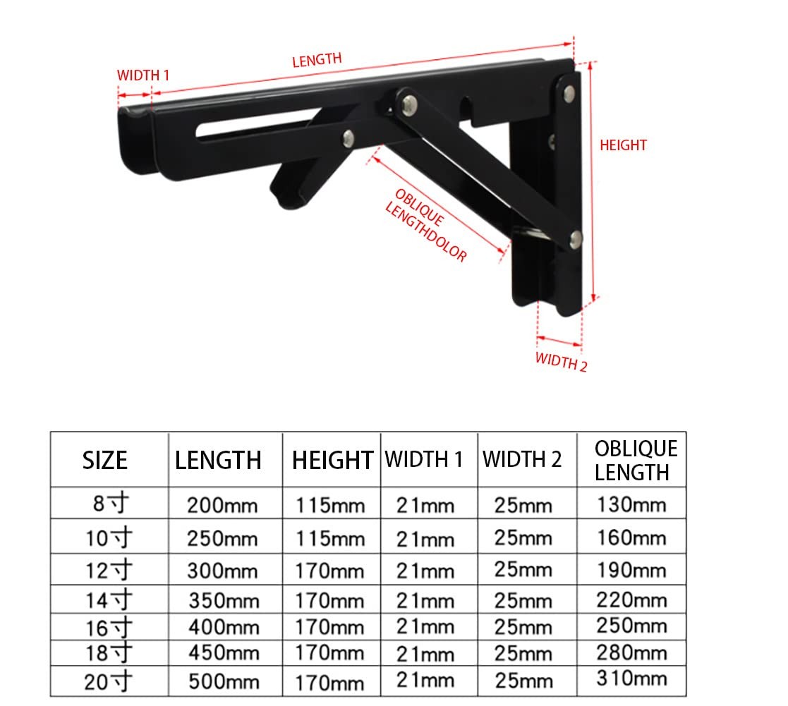 Heavy Duty 6″ Black Shelf Brackets, 220 lb Load, Wall Mounted, 2 Pack
