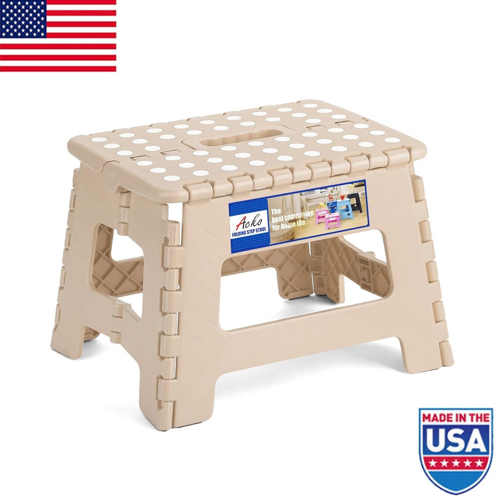 Step Stool Folding 9 in 300 lb Capacity Plastic Foldable Step Stools Kids Adults