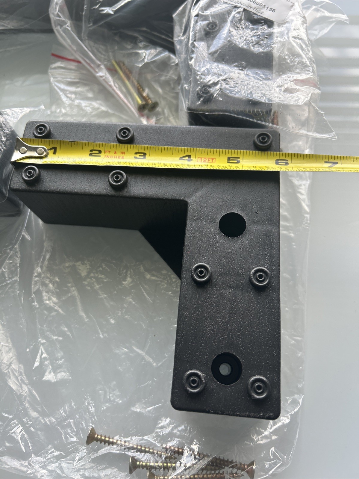 Set of 4 Black L-Shaped Furniture Legs 6x6x2 Plastic Replacement Feet. /1M