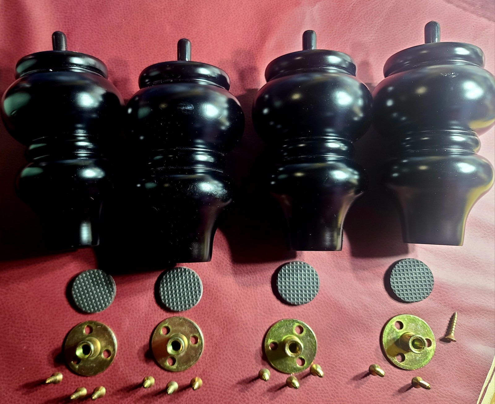 Wooden Fancy 5inch Replacement Legs (4) For Couch, Dresser Ect. With Hardware