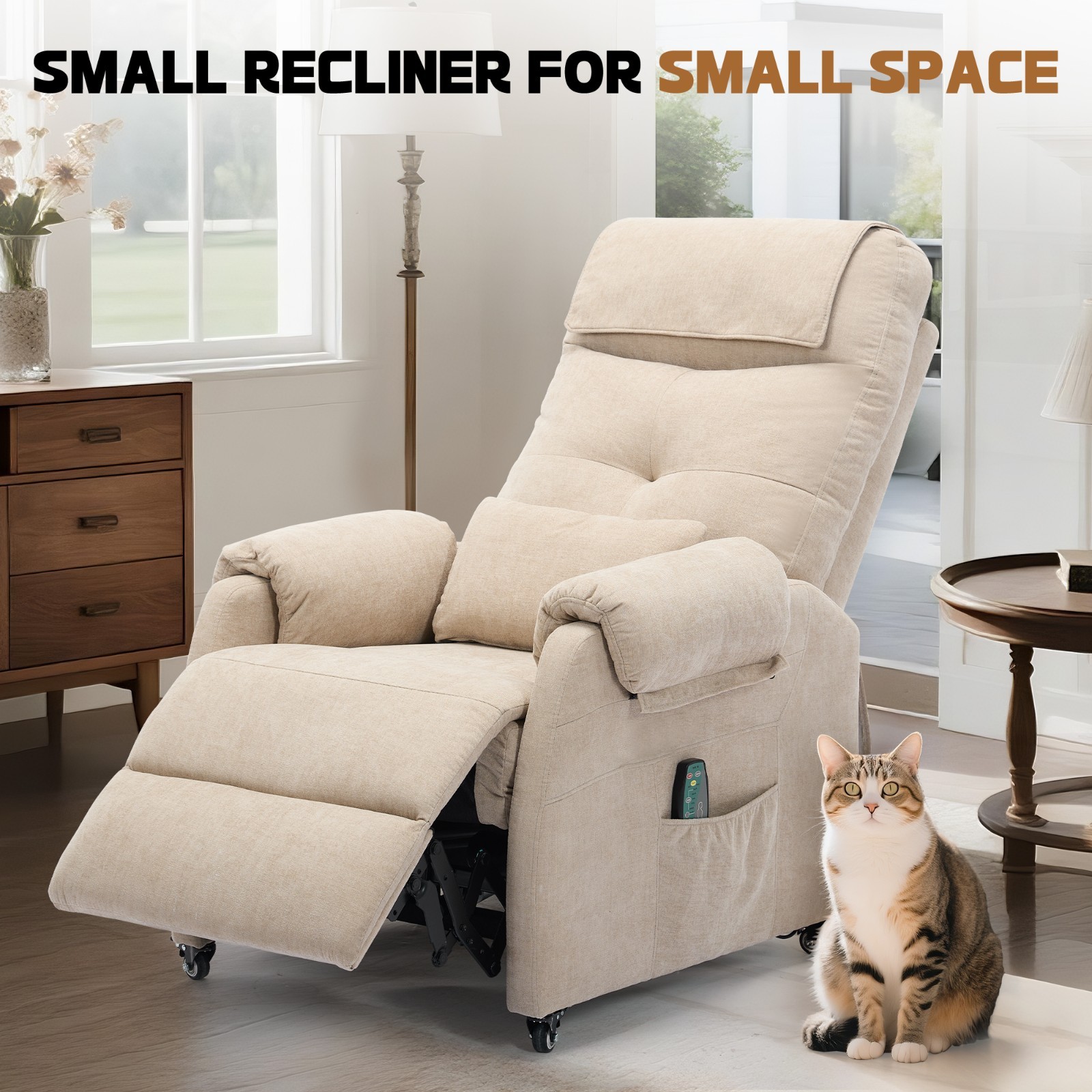 Korser Power Small Recliner Chair with Wheels and USB Ports Electric Recliner