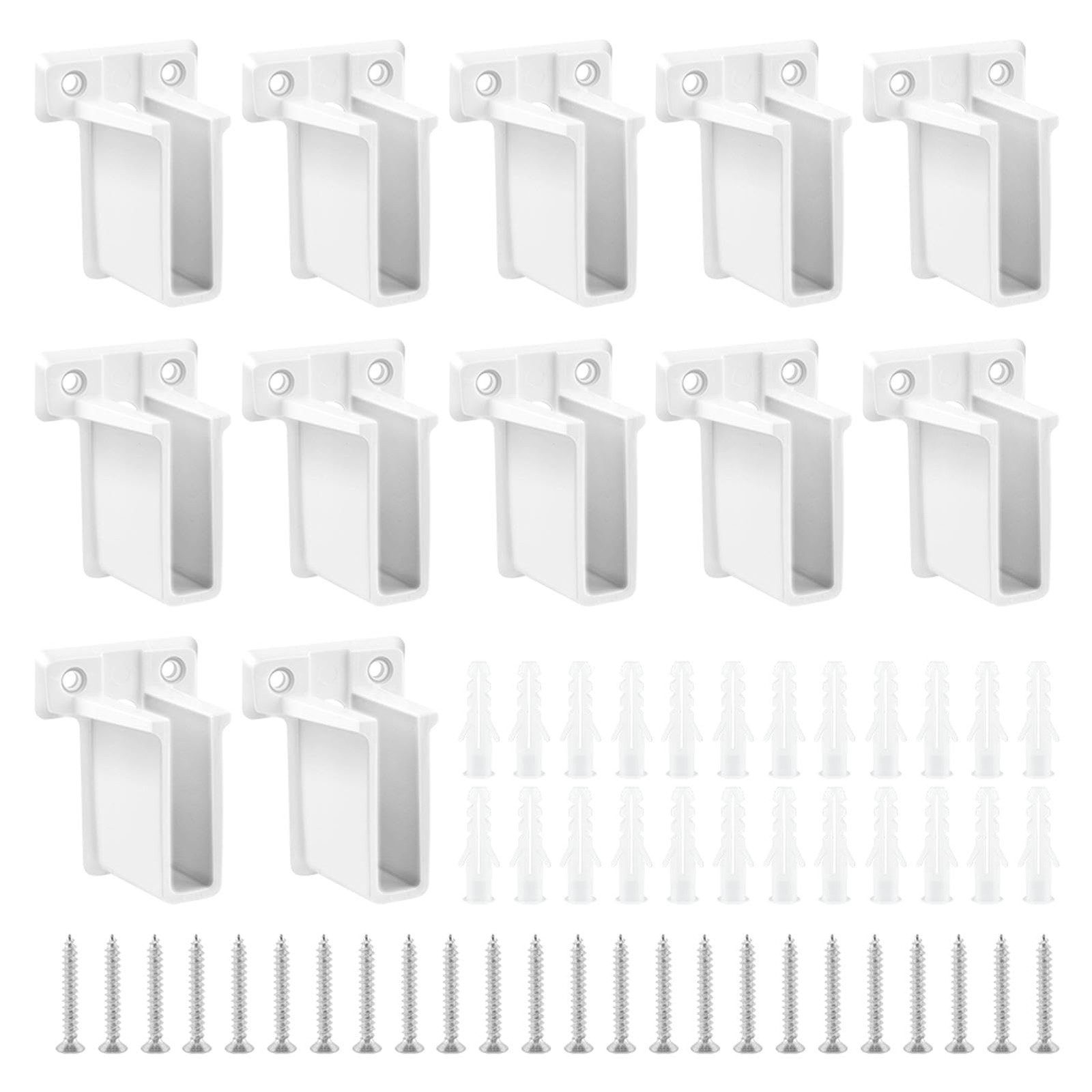 12 PCS Plastic Wire Shelf End Bracket Wall Mount Closet Shelves Fasteners Fix