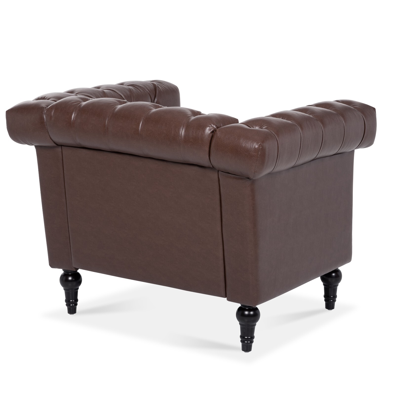 Faux Leather Sofa Tufted Single Couch Armchair with Removable Cushion Square Arm
